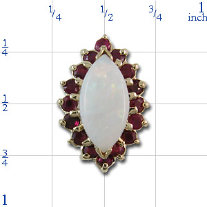B2094 14K MARQUISE OPAL WITH RUBY SLIDE 